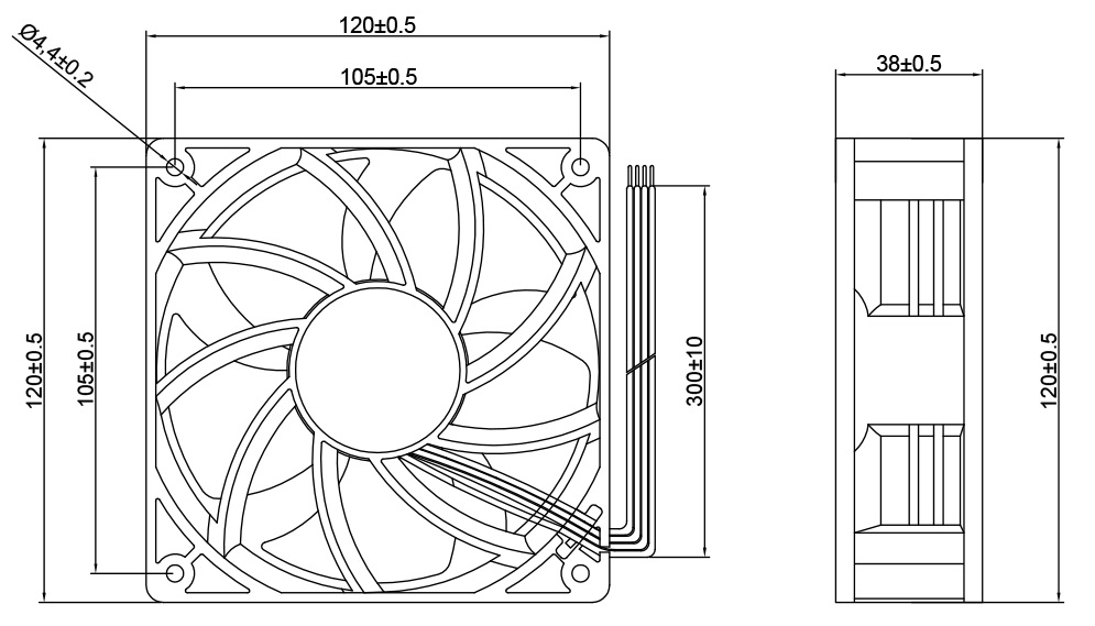 MFD12038F Dimensions